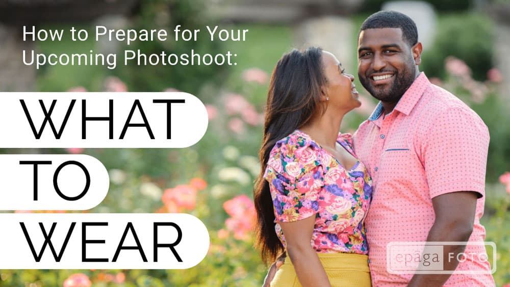 couple wearing pink in front of flower garden what to wear to photoshoot